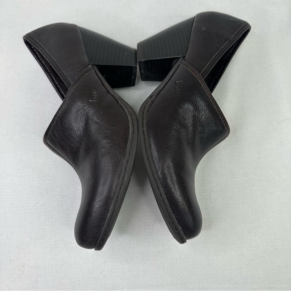 Boc Brown Leather Slip On Block Heel Shoes 8 - Picture 9 of 16